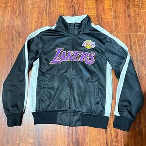 Youth/Kids LA Lakers Hardwood Classics Sz Medium Black Zip up Jacket Preowned!